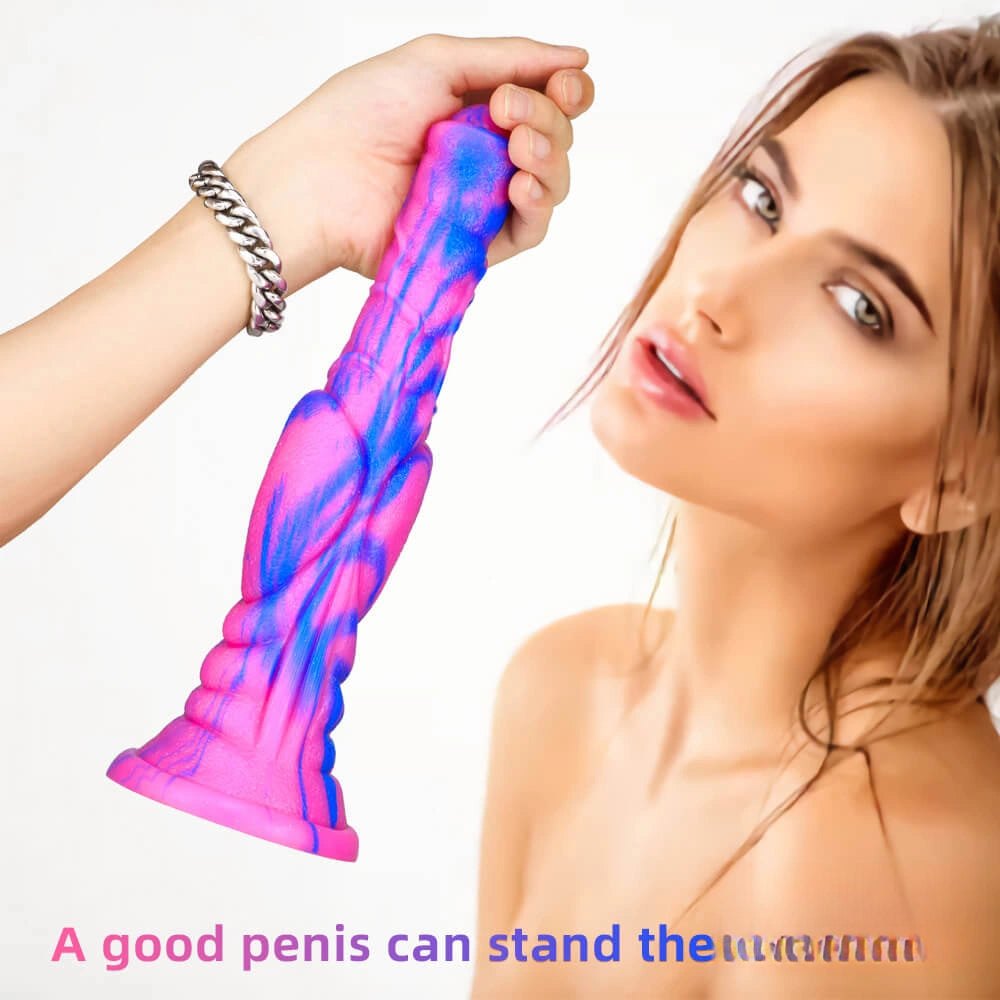 Marbled Ridged Fantasy Dildo - Silicone Ribbed Fantasy Dildo