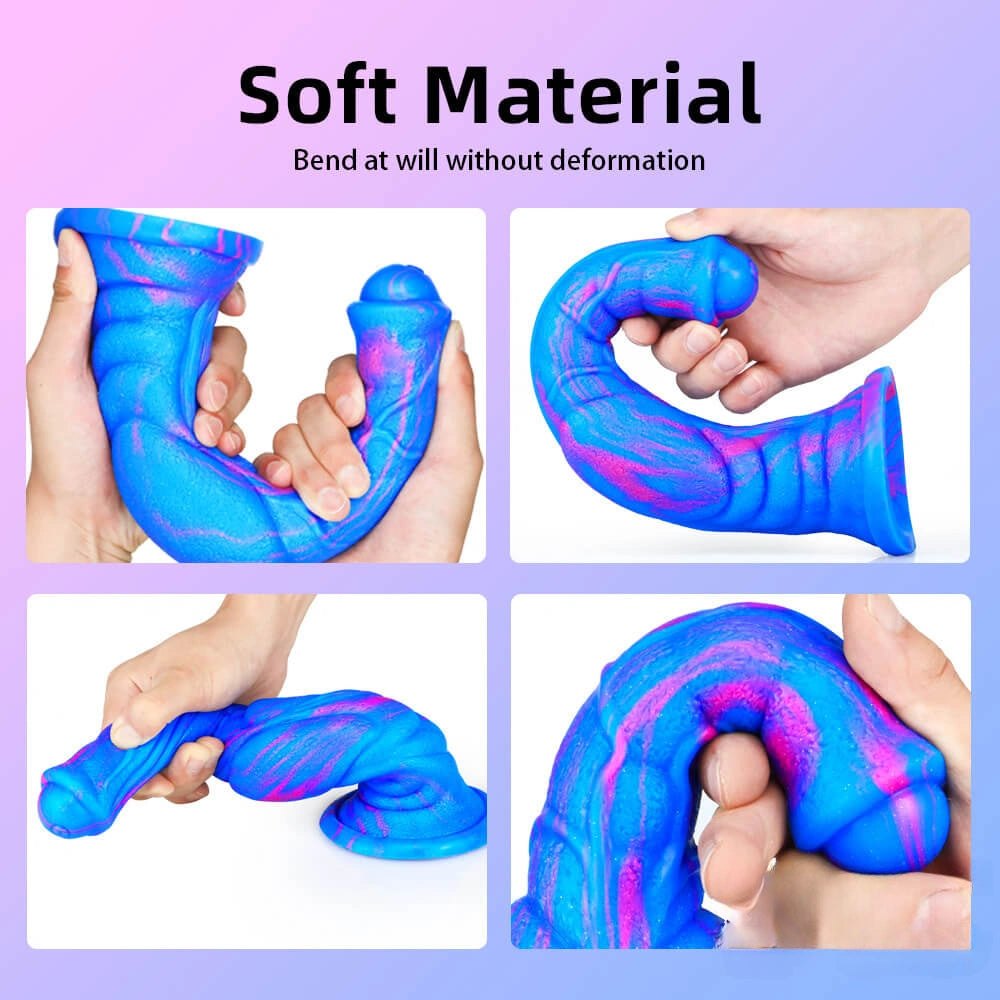 Marbled Ridged Fantasy Dildo - Silicone Ribbed Fantasy Dildo