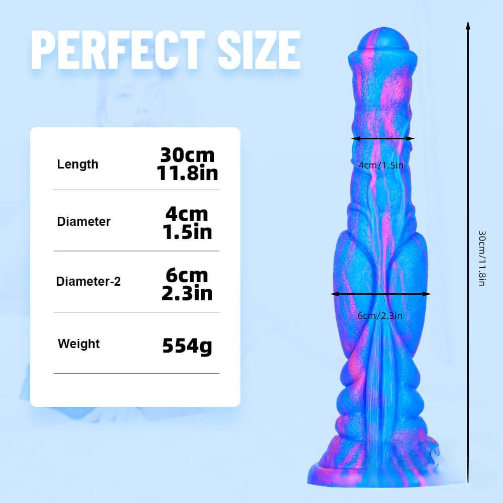 Marbled Ridged Fantasy Dildo - Silicone Ribbed Fantasy Dildo