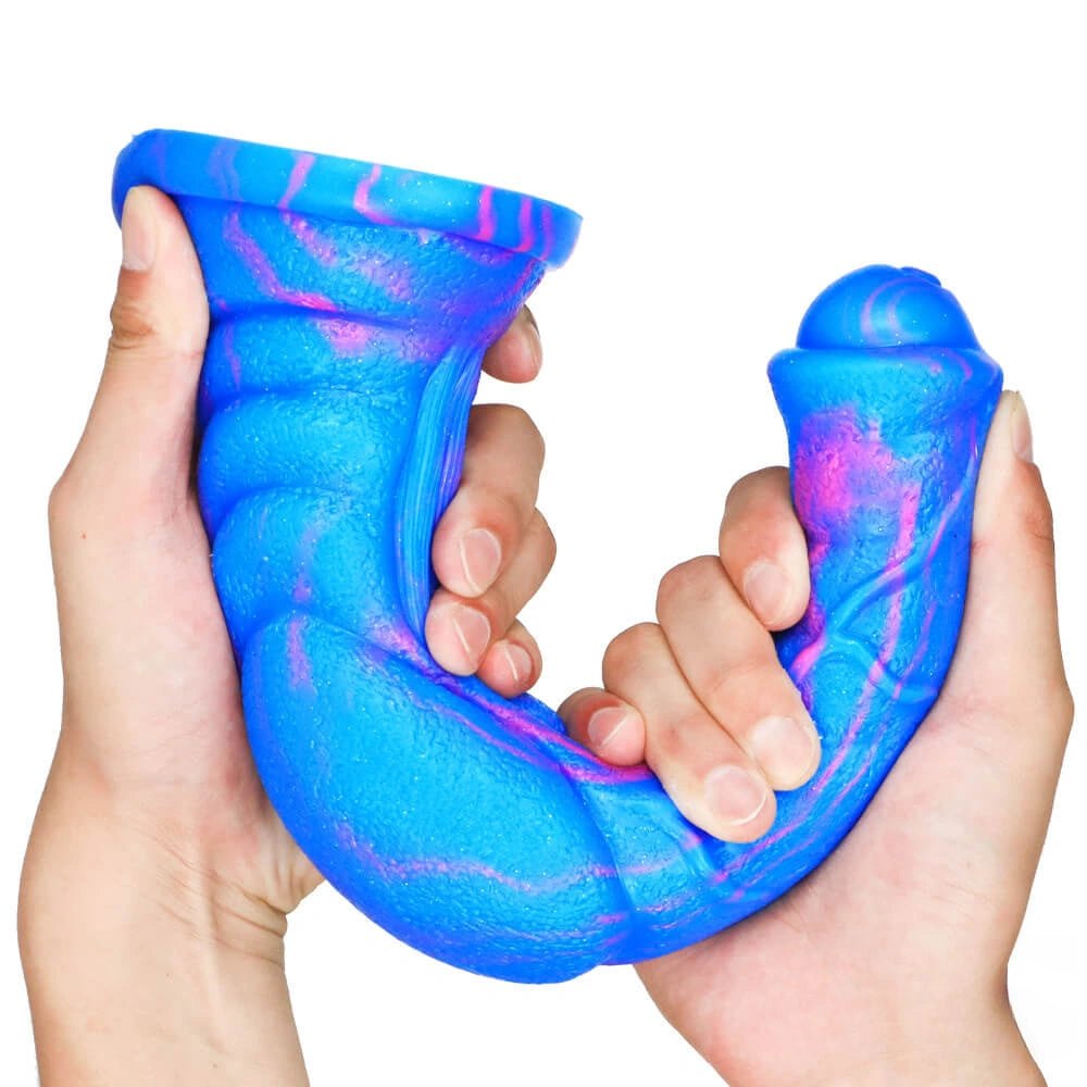 Marbled Ridged Fantasy Dildo - Silicone Ribbed Fantasy Dildo