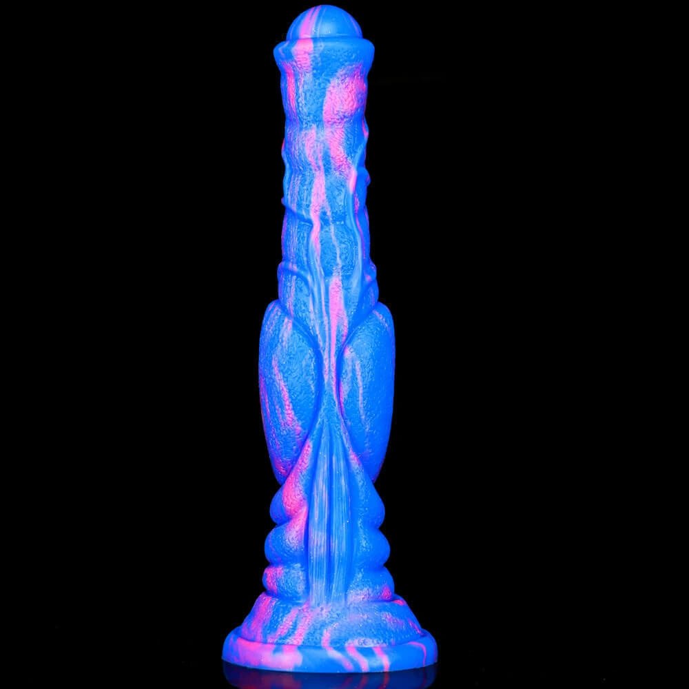 Marbled Ridged Fantasy Dildo - Silicone Ribbed Fantasy Dildo