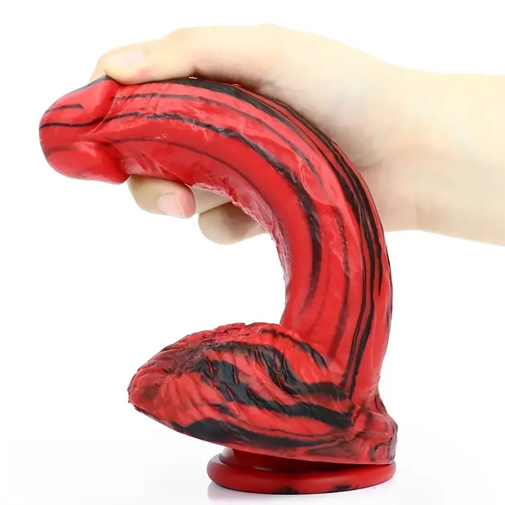 Marbled Silicone G-Spot Dildo - Curved G-Spot Silicone Dildo