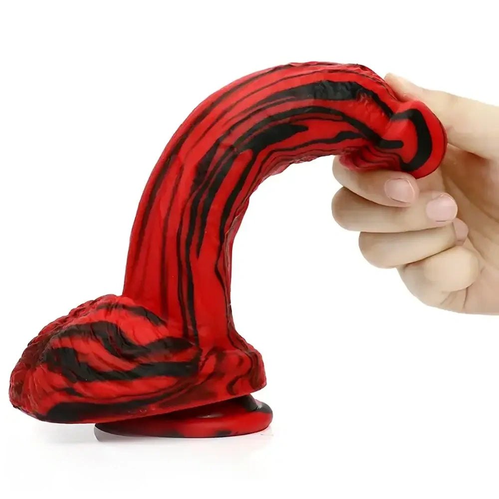 Marbled Silicone G-Spot Dildo - Curved G-Spot Silicone Dildo