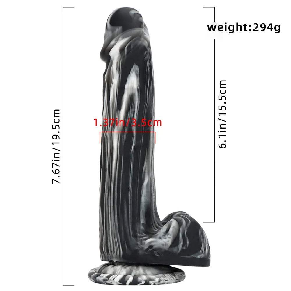 Marbled Suction Cup Dildo - Realistic Dildo 7.67 in