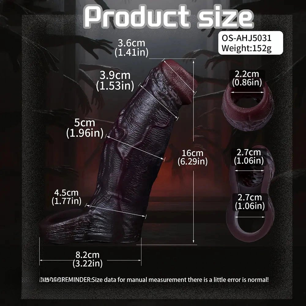 Maroon Penis Sleeve 6 in - Realistic Silicone Extender