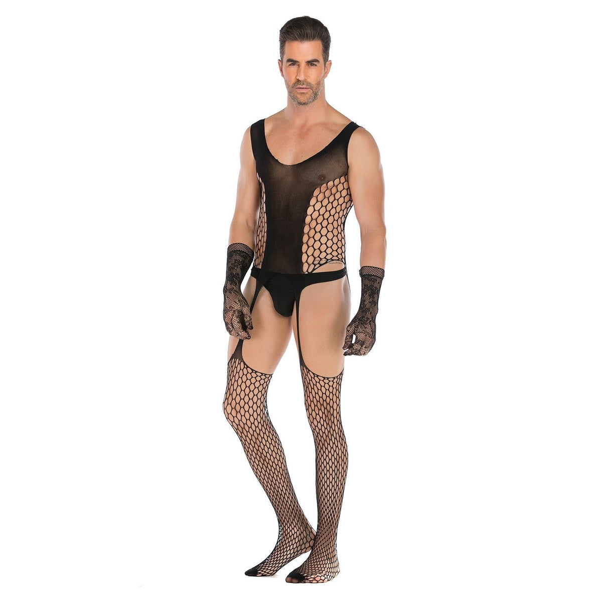 Men's Fishnet Crotchless Bodysuit - Mens Sexy Underwear