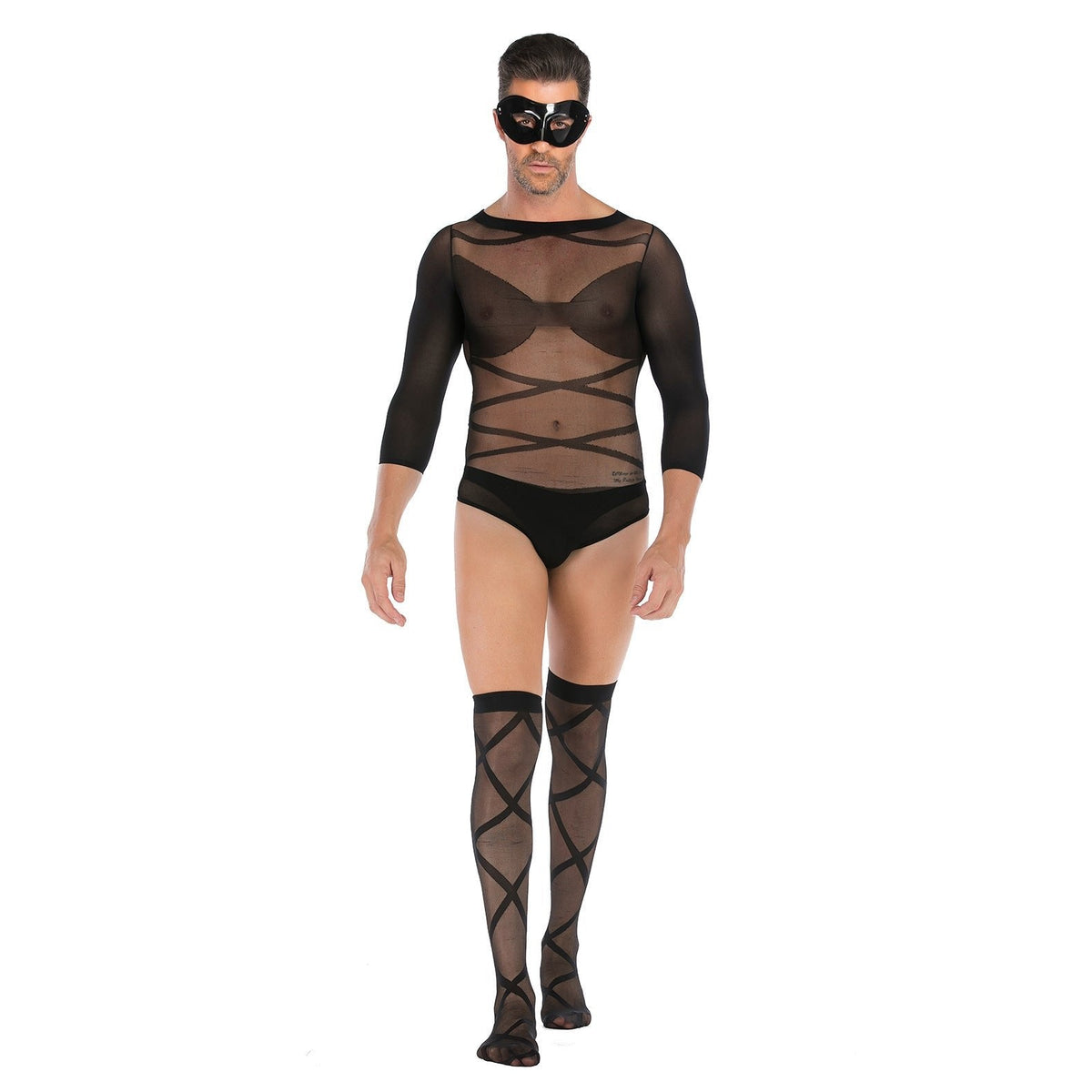 Men's Fishnet Suit With Mask - Mens Sexy Underwear