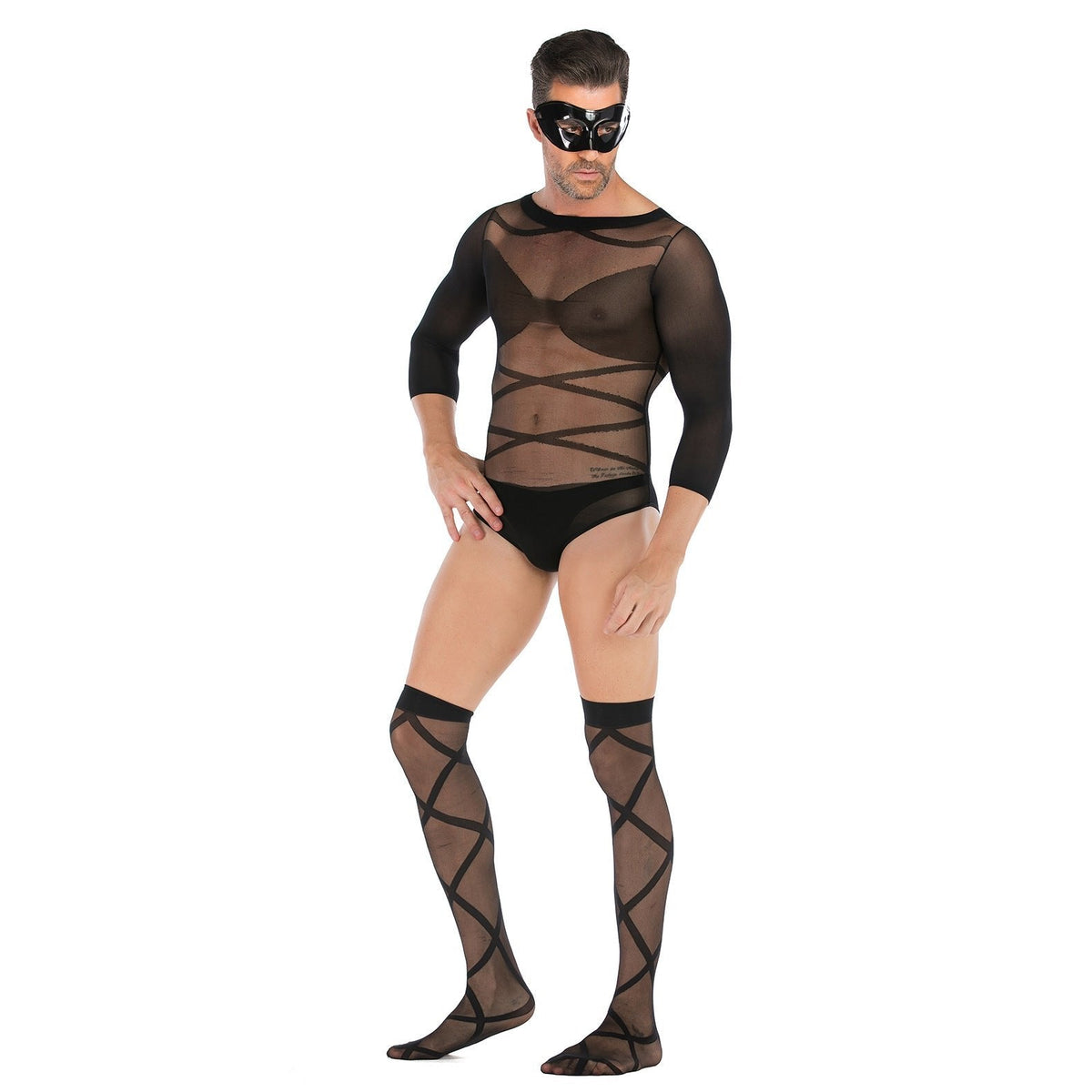 Men's Fishnet Suit With Mask - Mens Sexy Underwear