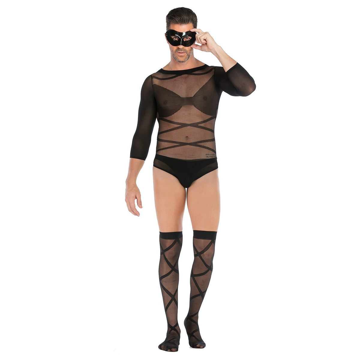 Men's Fishnet Suit With Mask - Mens Sexy Underwear