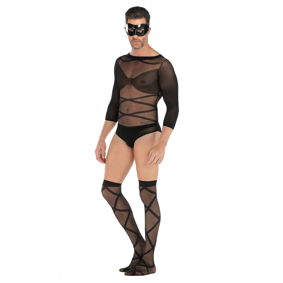 Men's Fishnet Suit With Mask - Mens Sexy Underwear