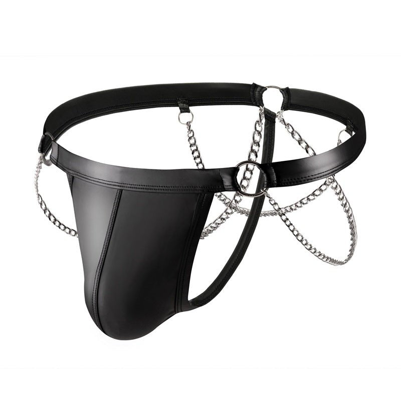 Faux Leather Chain Jockstrap - Mens Sexy Underwear