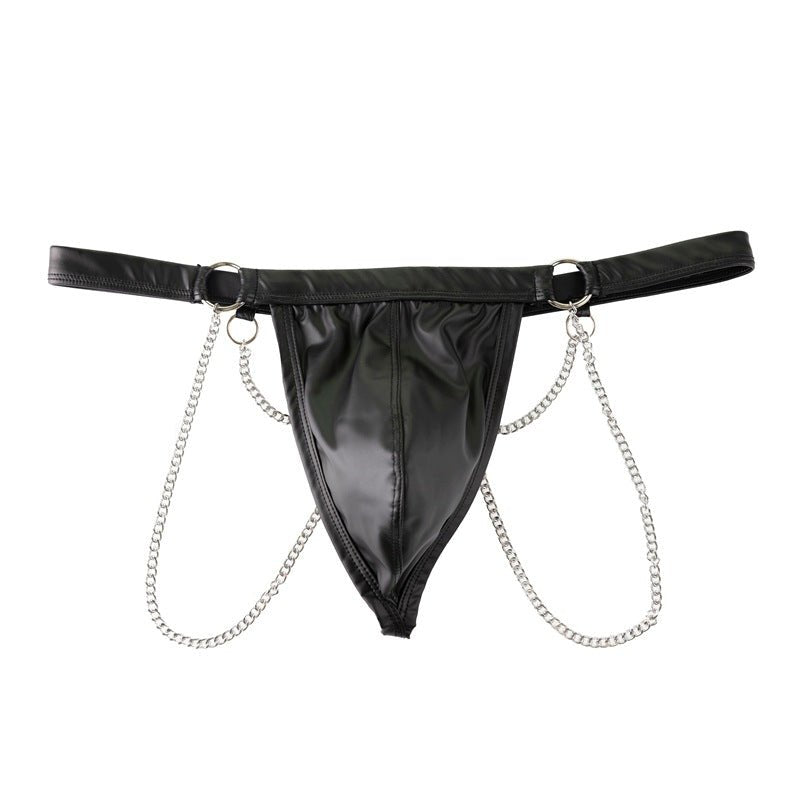 Faux Leather Chain Jockstrap - Mens Sexy Underwear
