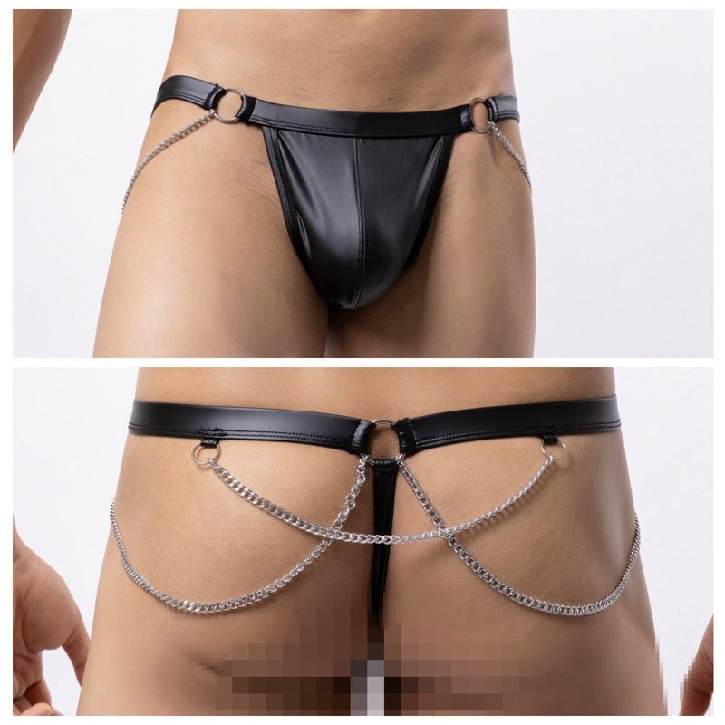 Faux Leather Chain Jockstrap - Mens Sexy Underwear