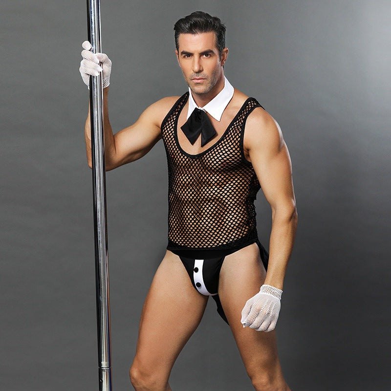 Men's Fishnet Dancer Uniform Set - Mens Sexy Underwear