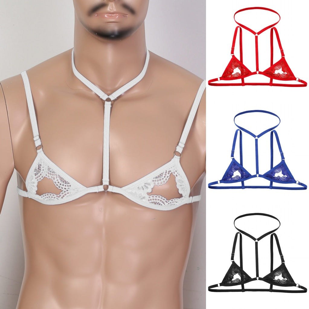 Men's Lace Three-Point Bra Set - Mens Sexy Underwear