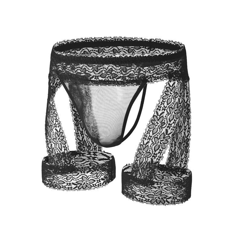 Men's Lace Trim Garter G-String - Mens Sexy Underwear