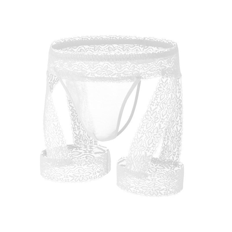 Men's Lace Trim Garter G-String - Mens Sexy Underwear