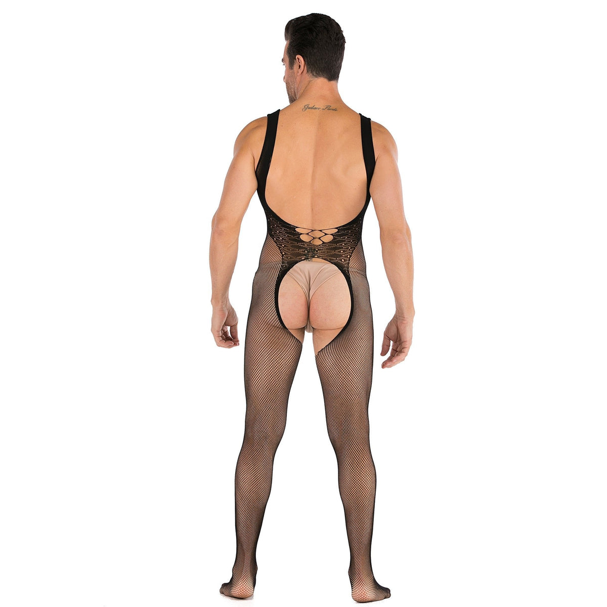 Men's Open-Chest Mesh Jumpsuit - Mens Sexy Underwear