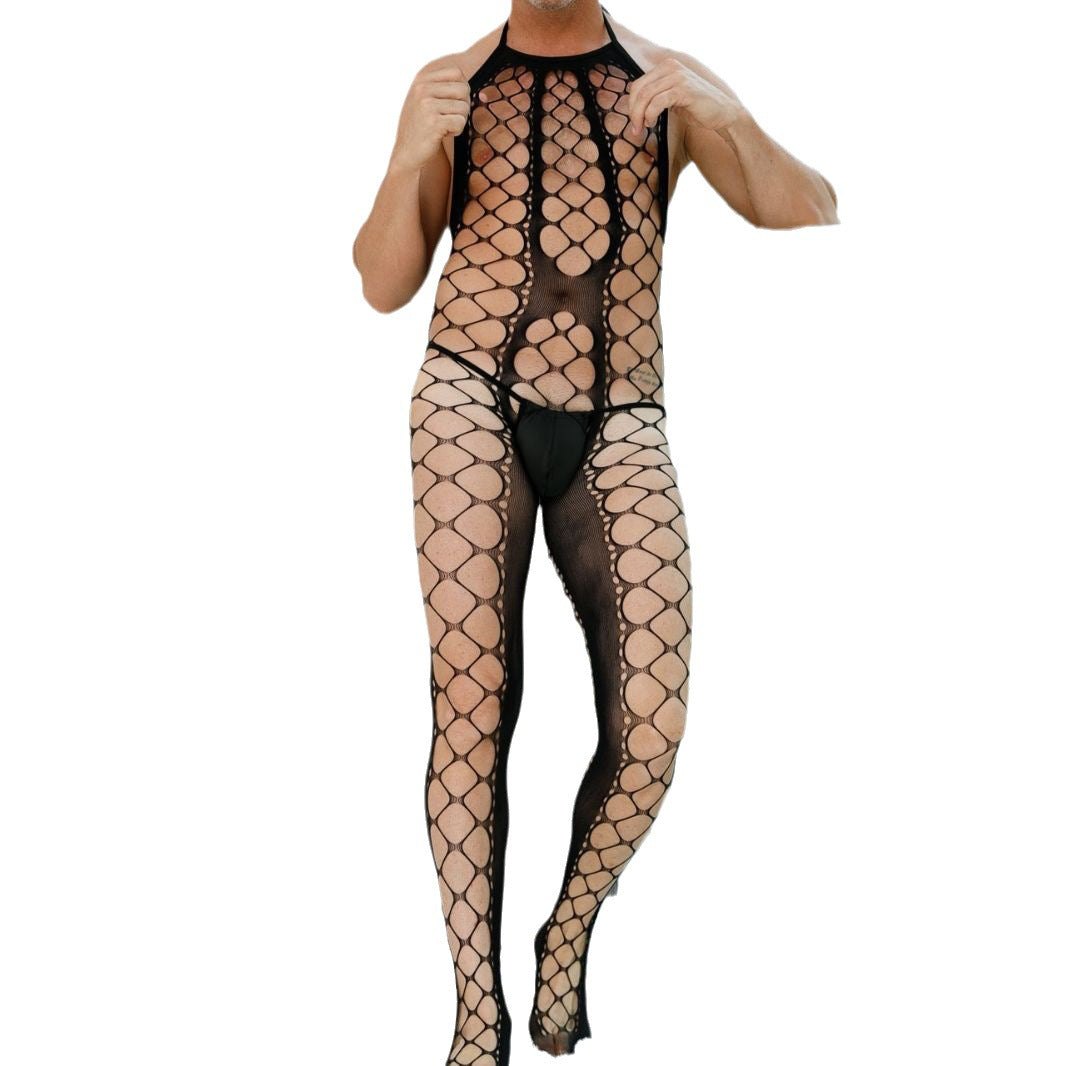 Men's Print Mesh Hollow Underwear - Mens Lingerie