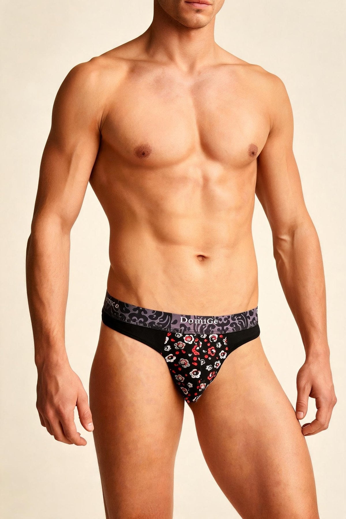 Men's Printed Mesh Panel Briefs - Mens Sexy Underwear