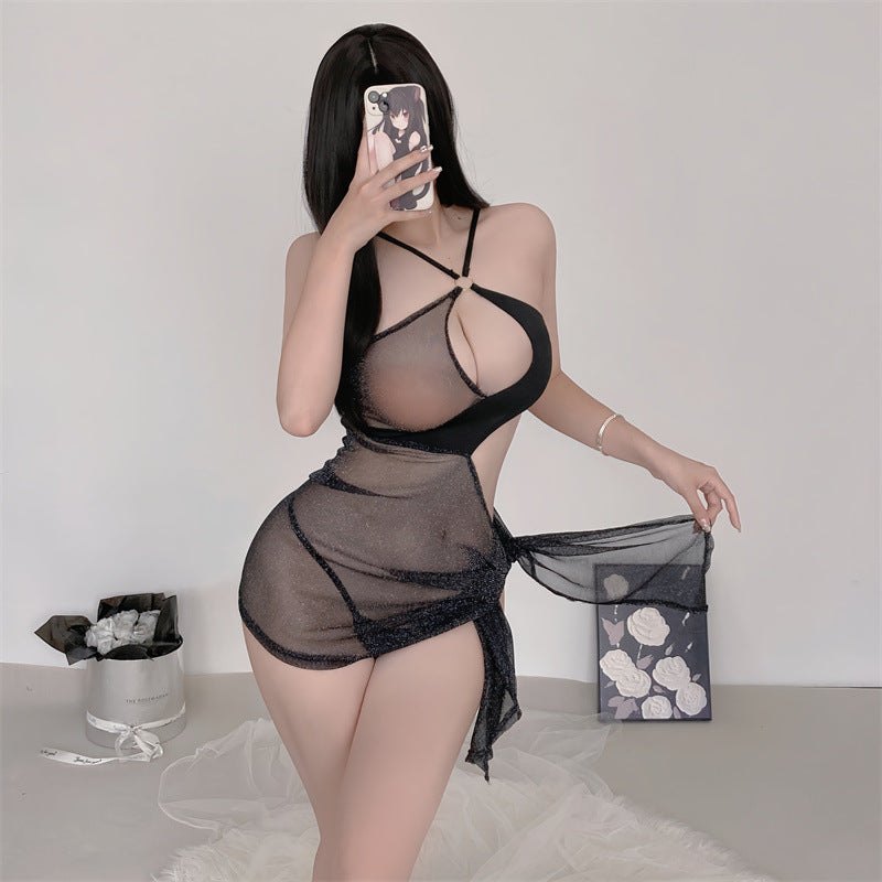Mesh Cutout Camisole Bodysuit - Lingerie Bodysuit for Women