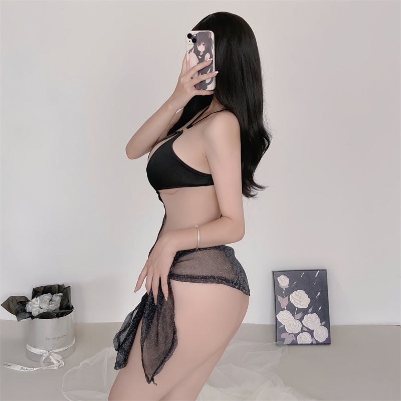 Mesh Cutout Camisole Bodysuit - Lingerie Bodysuit for Women