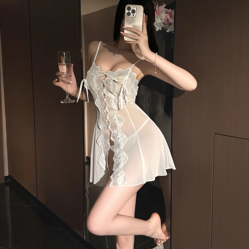 Mesh Lace Bow Babydoll - Sexy Babydoll Lingerie