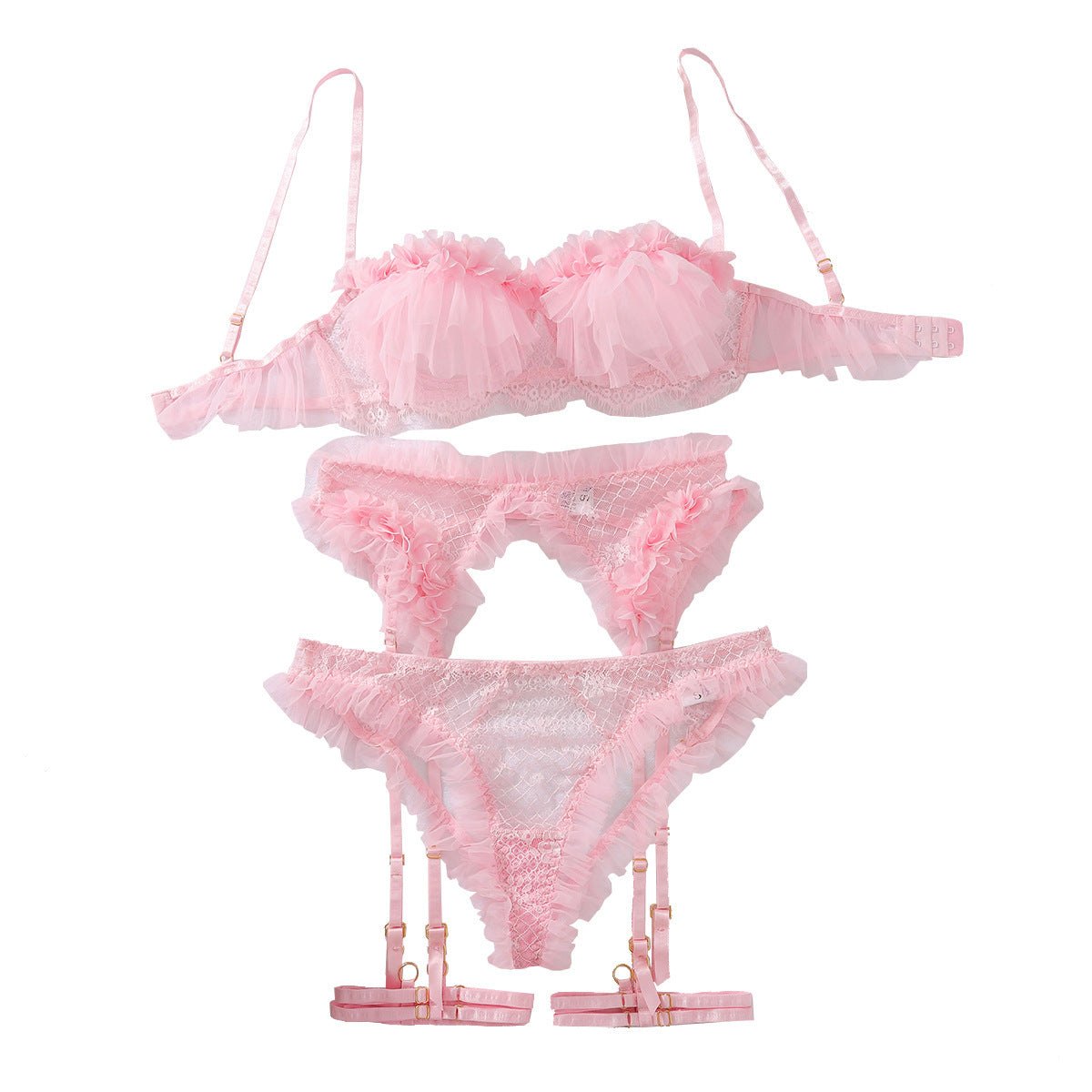 Mesh Lace Garter Bra Set - Lingerie Set for Women