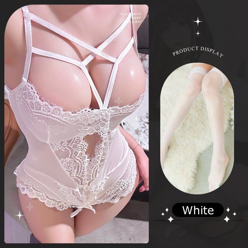 Mesh Lace Open-Crotch Bodysuit - Lingerie Bodysuit for Women