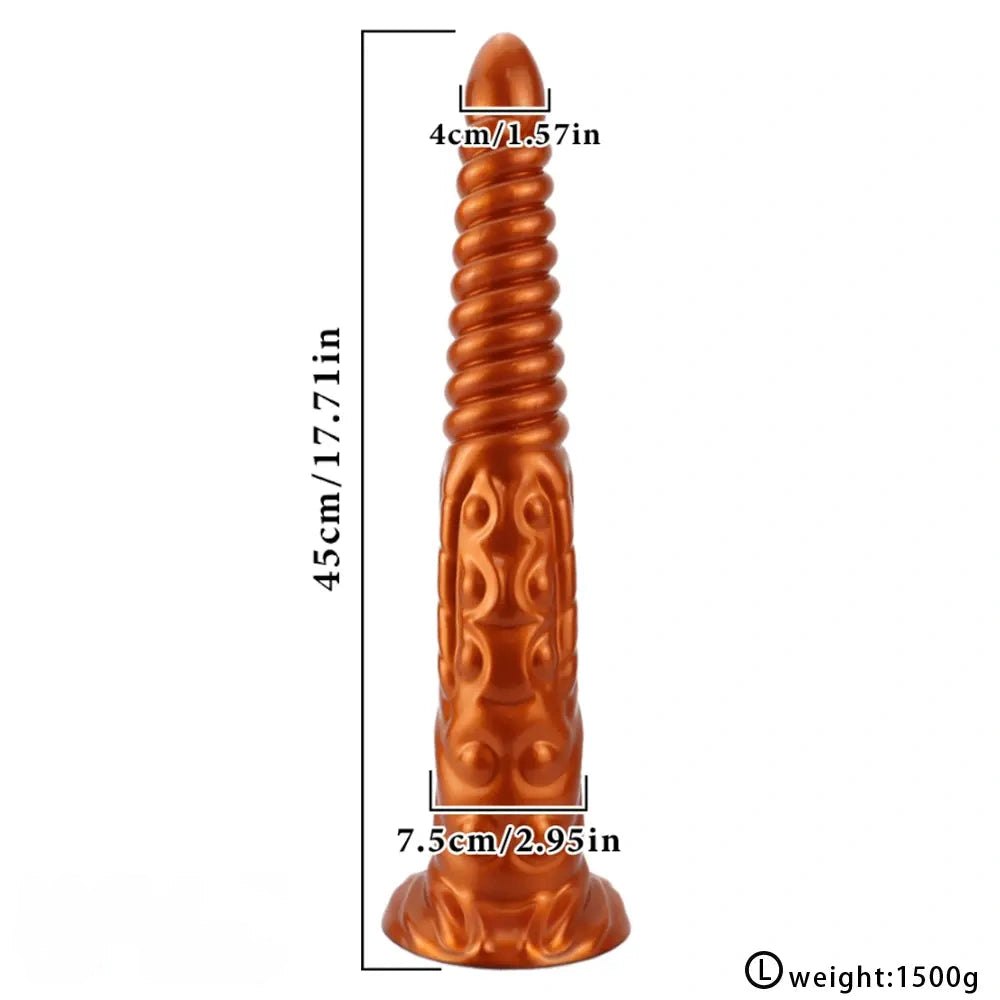 Metallic Spiral Fantasy Dildo - Long Silicone Fantasy Dildo