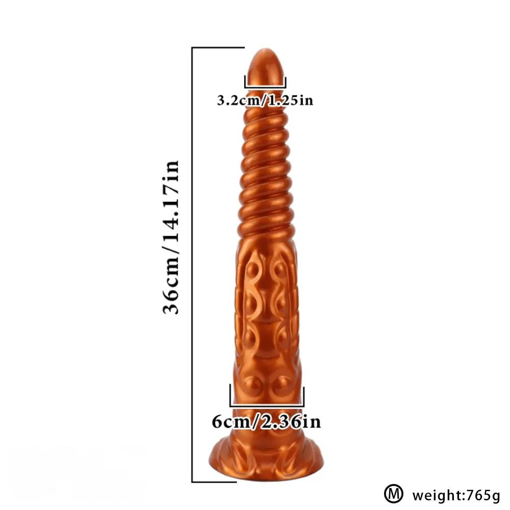 Metallic Spiral Fantasy Dildo - Long Silicone Fantasy Dildo