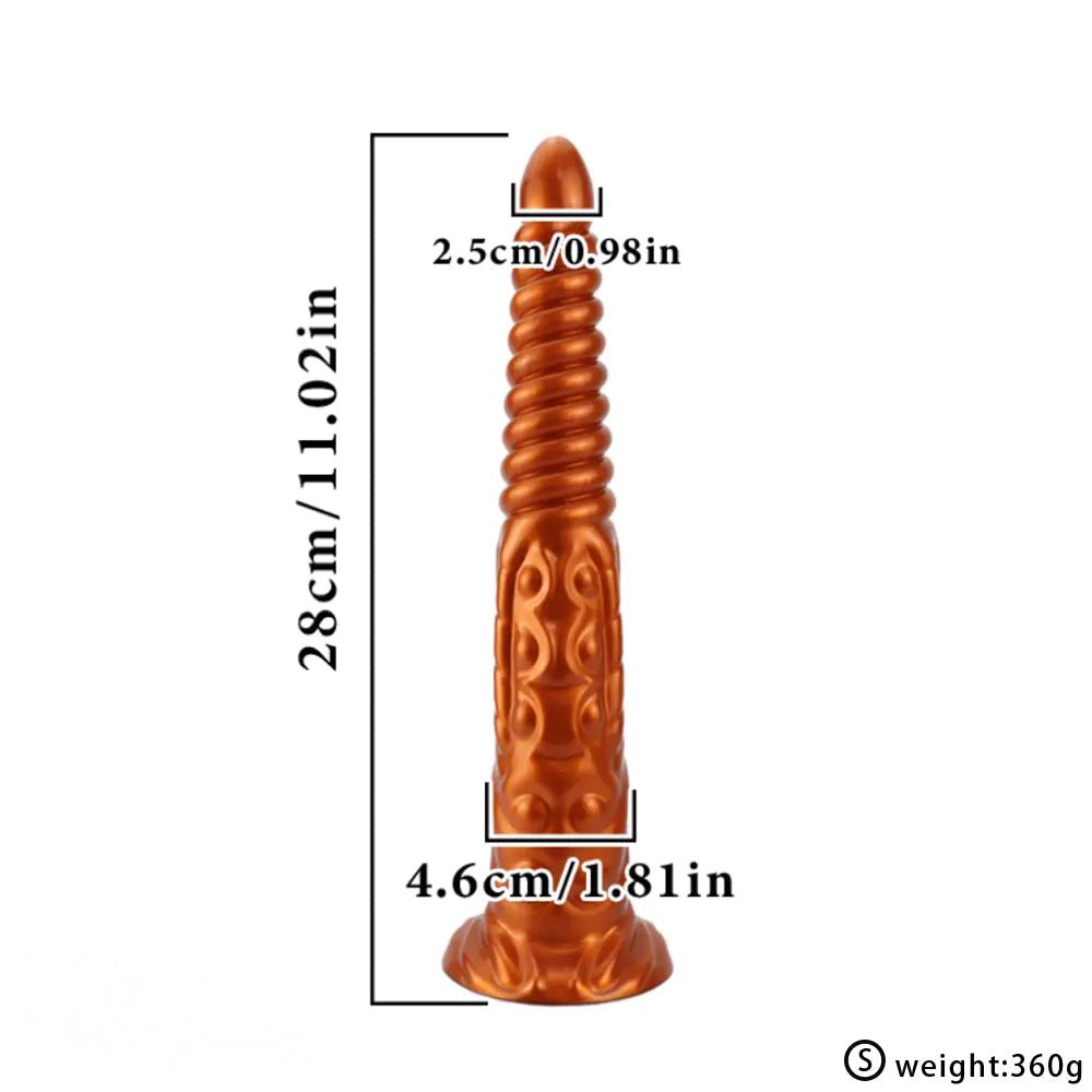 Metallic Spiral Fantasy Dildo - Long Silicone Fantasy Dildo