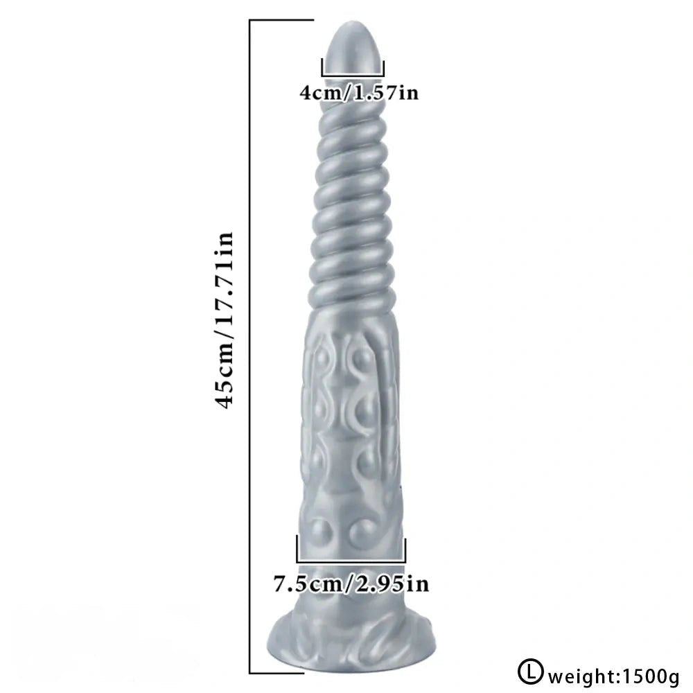 Metallic Spiral Fantasy Dildo - Long Silicone Fantasy Dildo