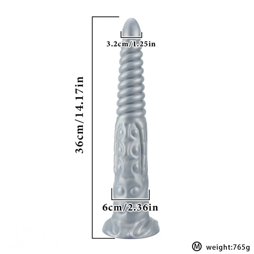 Metallic Spiral Fantasy Dildo - Long Silicone Fantasy Dildo
