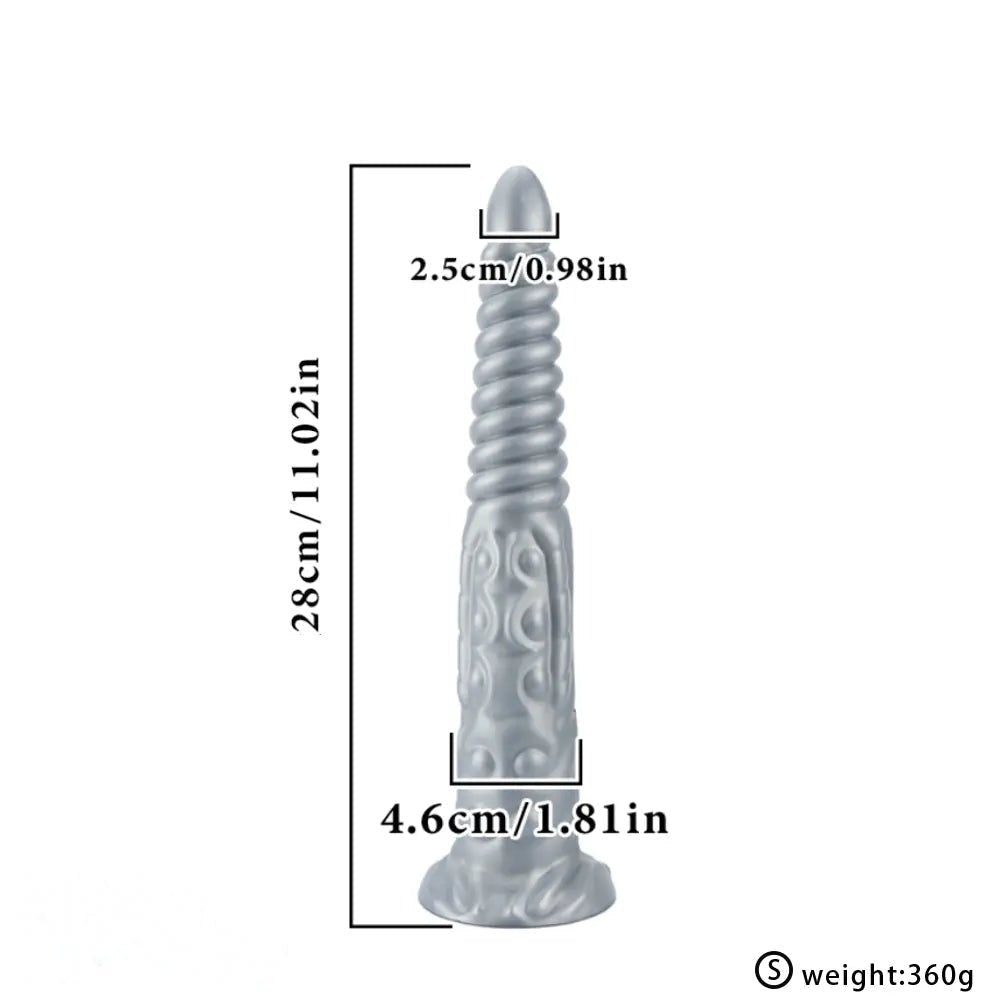 Metallic Spiral Fantasy Dildo - Long Silicone Fantasy Dildo