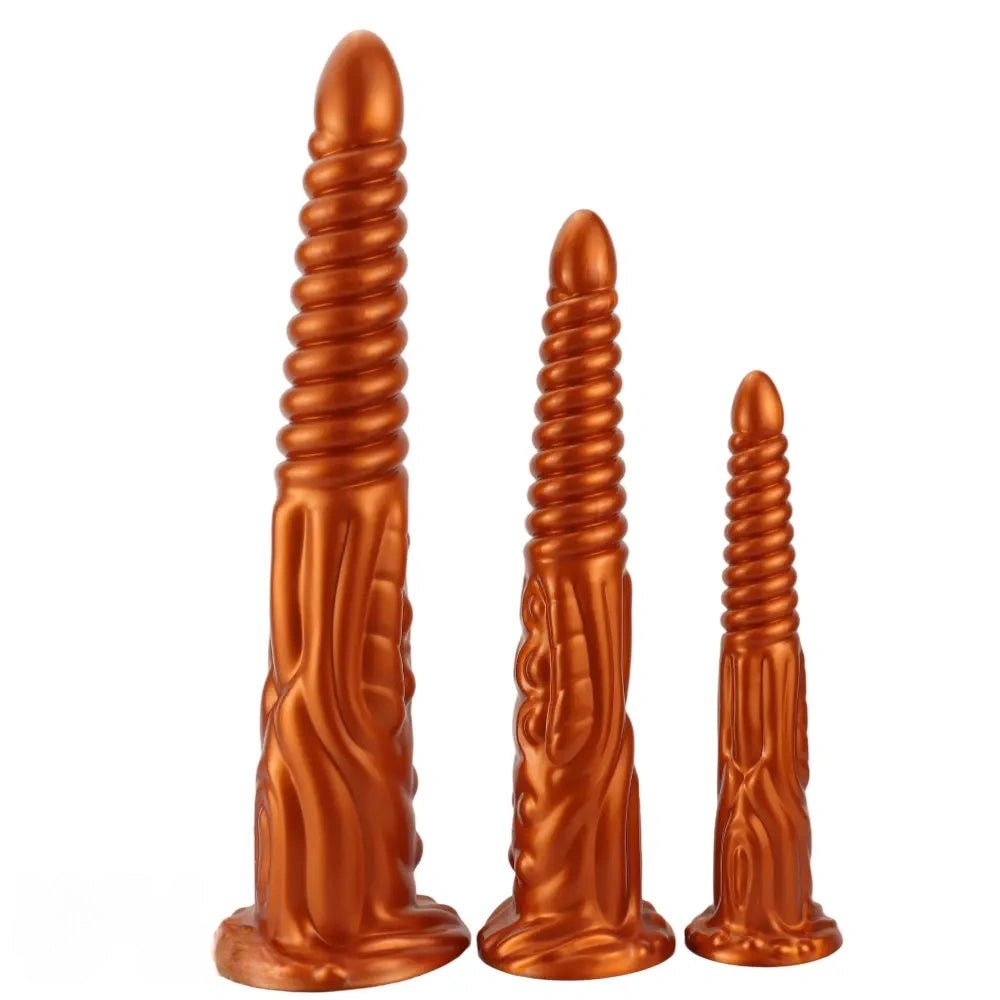 Metallic Spiral Fantasy Dildo - Long Silicone Fantasy Dildo