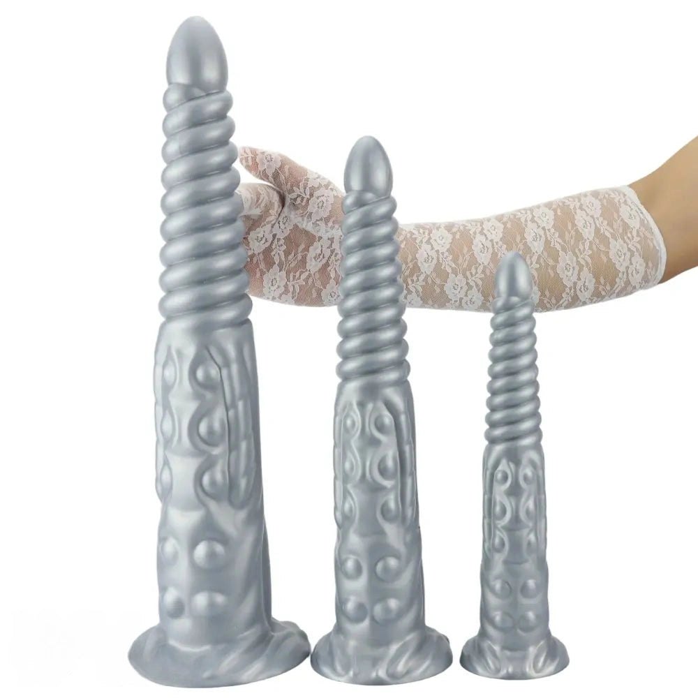 Metallic Spiral Fantasy Dildo - Long Silicone Fantasy Dildo