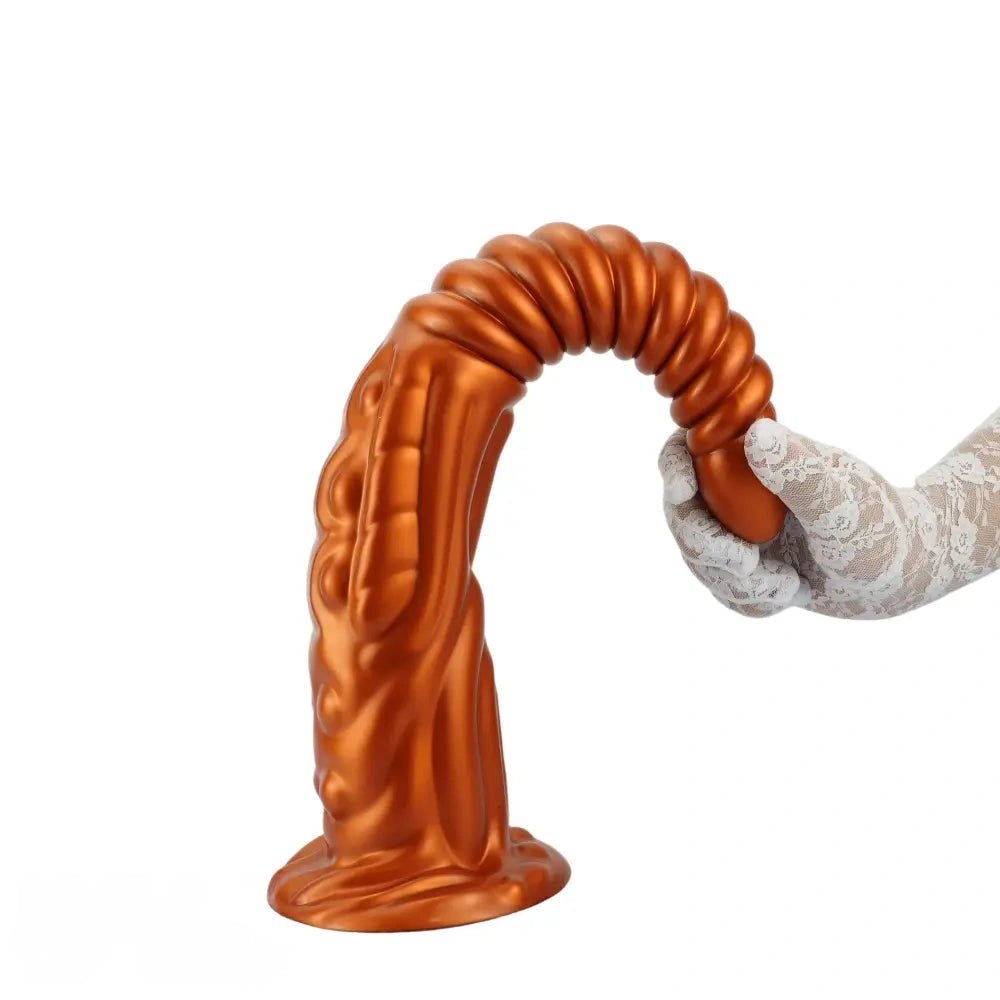 Metallic Spiral Fantasy Dildo - Long Silicone Fantasy Dildo