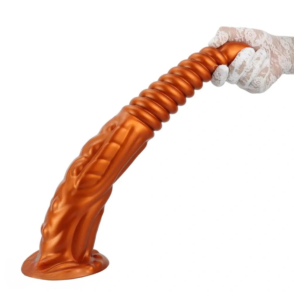 Metallic Spiral Fantasy Dildo - Long Silicone Fantasy Dildo
