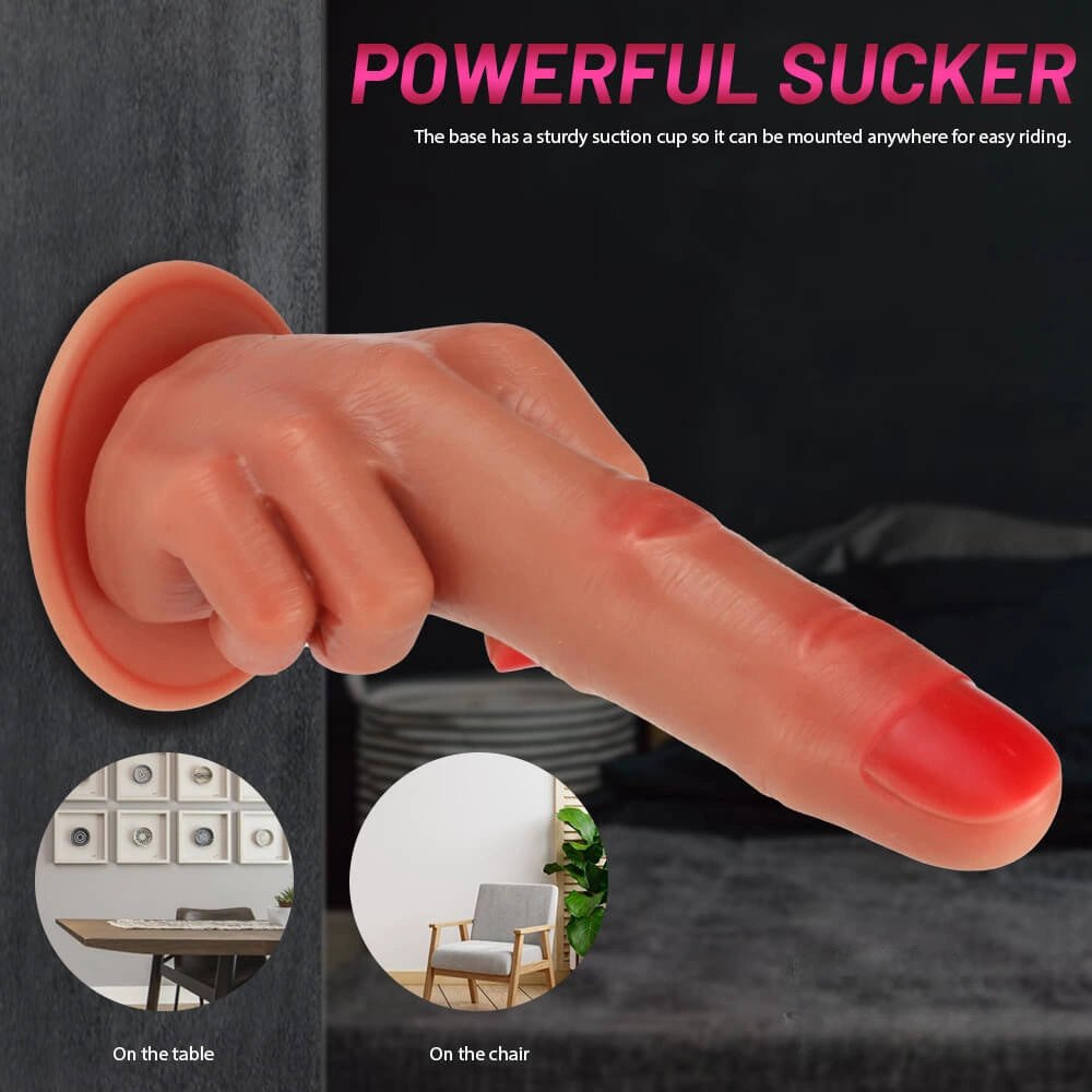 Middle Finger Fantasy Dildo 8.74in - Liquid Silicone Finger Dildo