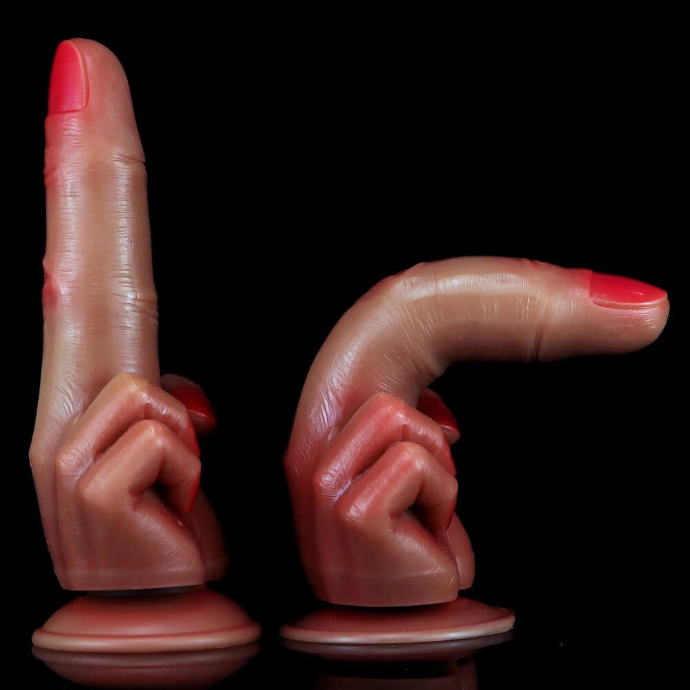 Middle Finger Fantasy Dildo 8.74in - Liquid Silicone Finger Dildo