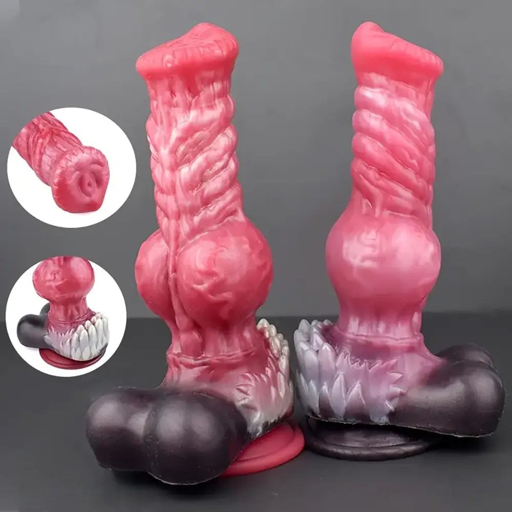 Mixed Color Dog Knot Dildo - Knotted Animal Dildo