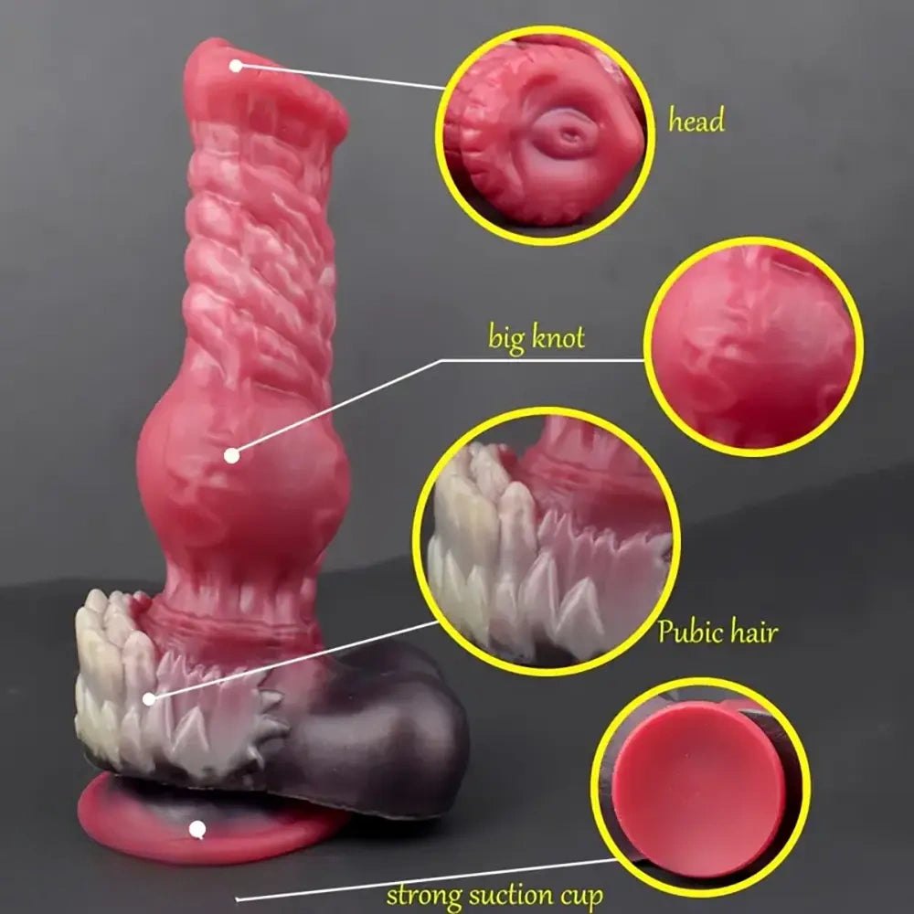 Mixed Color Dog Knot Dildo - Knotted Animal Dildo