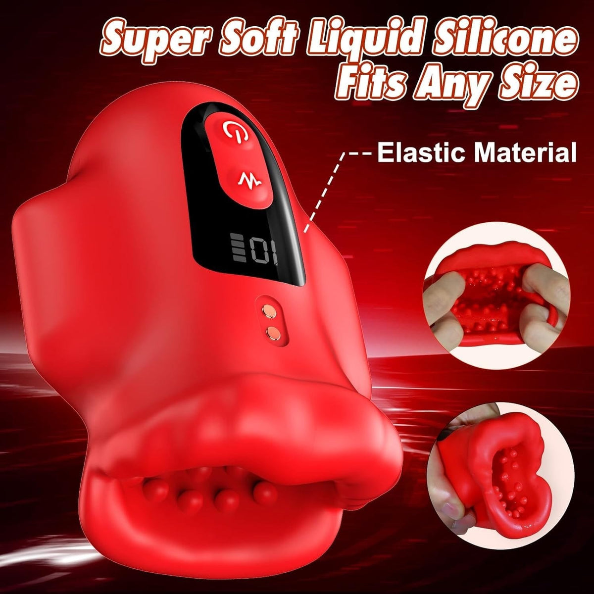 Mouth Wrap Glans Vibrator - Male Masturbator with LCD