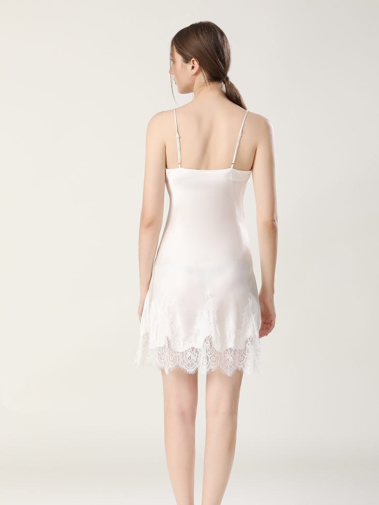 Mulberry Silk V-Neck Lace Nightgown - Sexy Sleepwear for Women