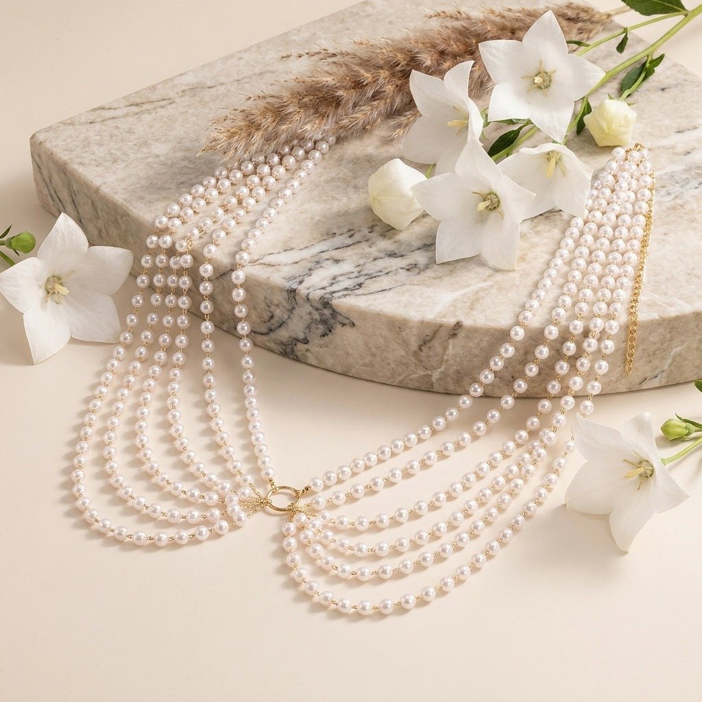 Multi-Strand Pearl Belly Chain - Sexy Lingerie Accessory