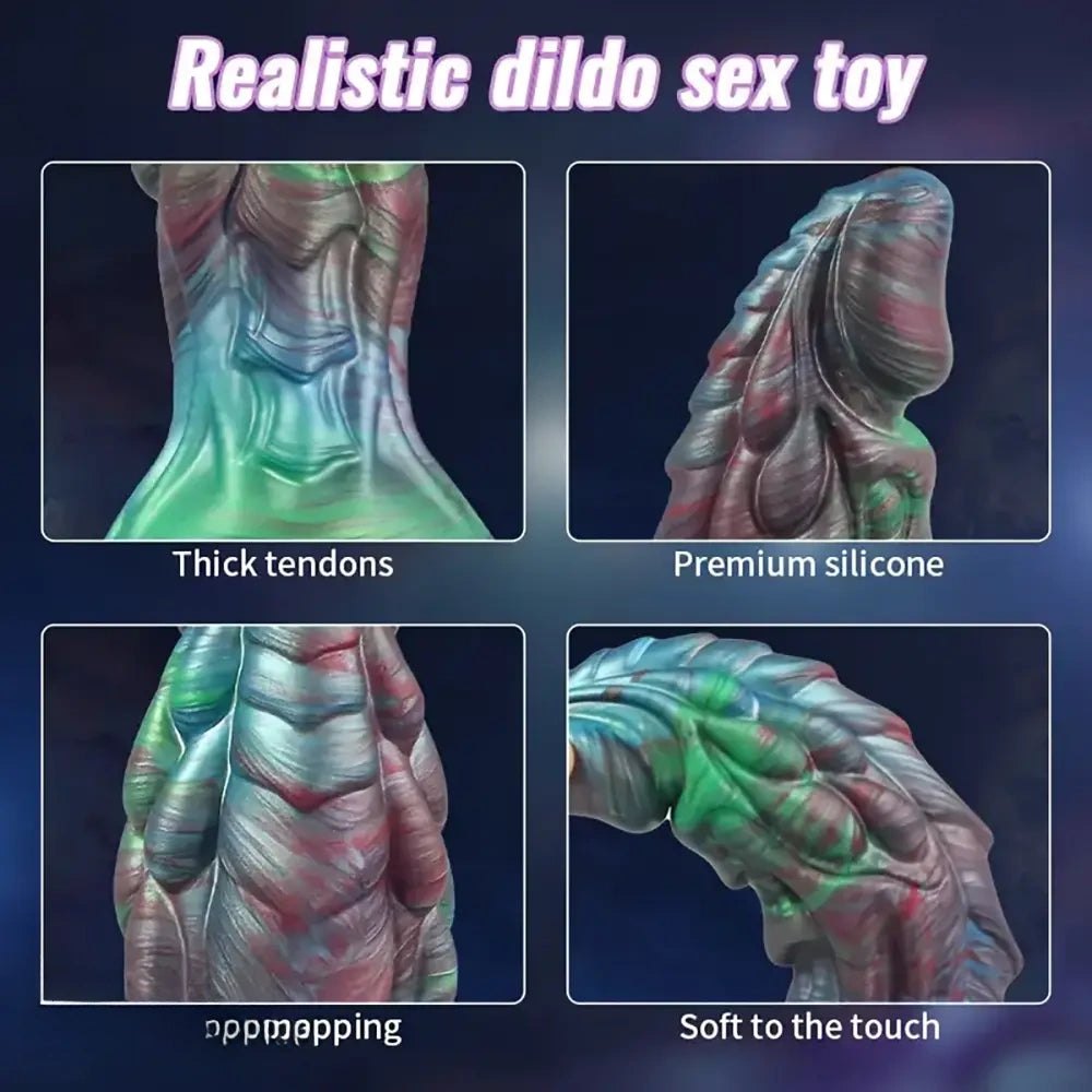 Multicolor Dragon Fantasy Dildo - Silicone Monster Dildo