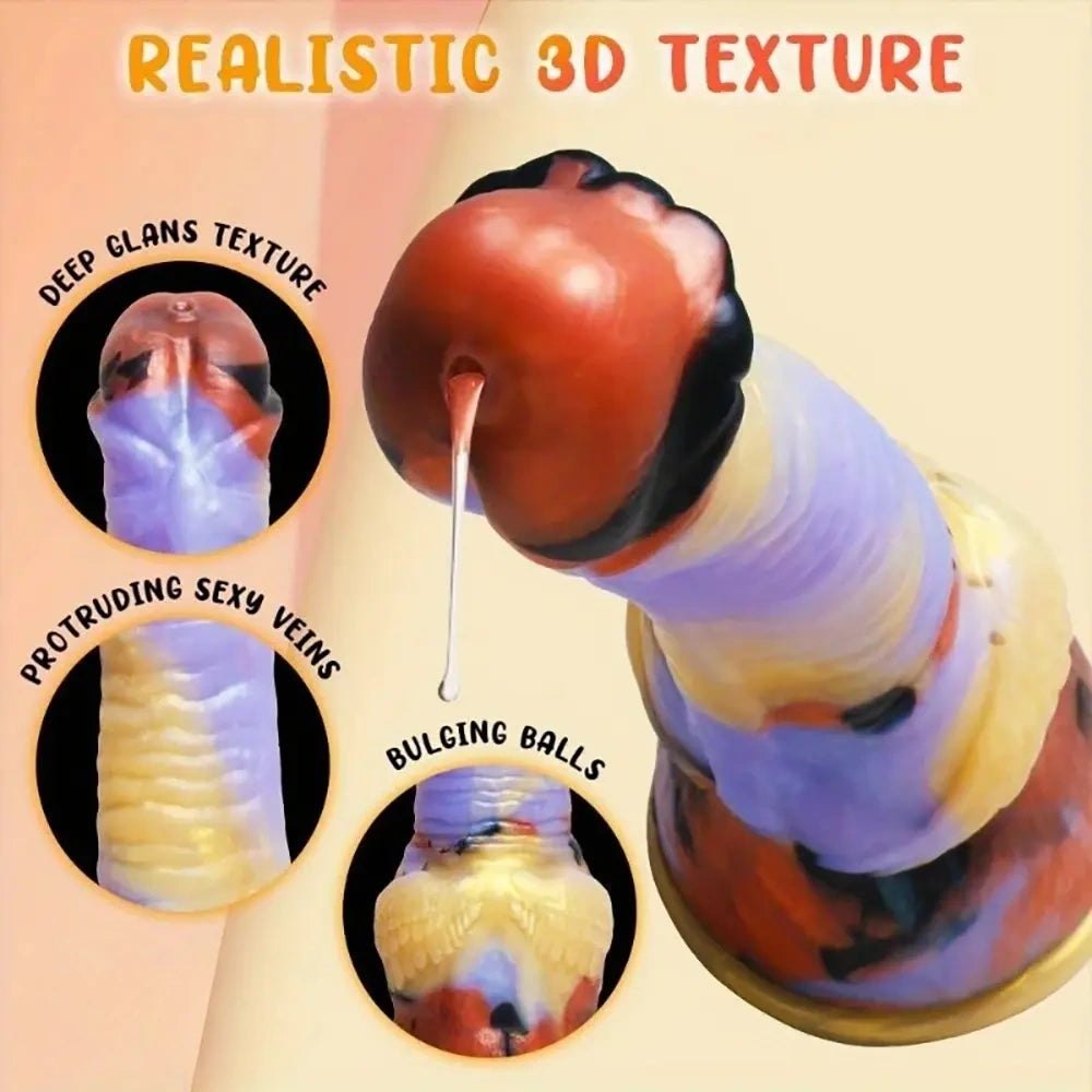 Multicolor Knot Fantasy Dildo - Silicone Animal Knot Dildo