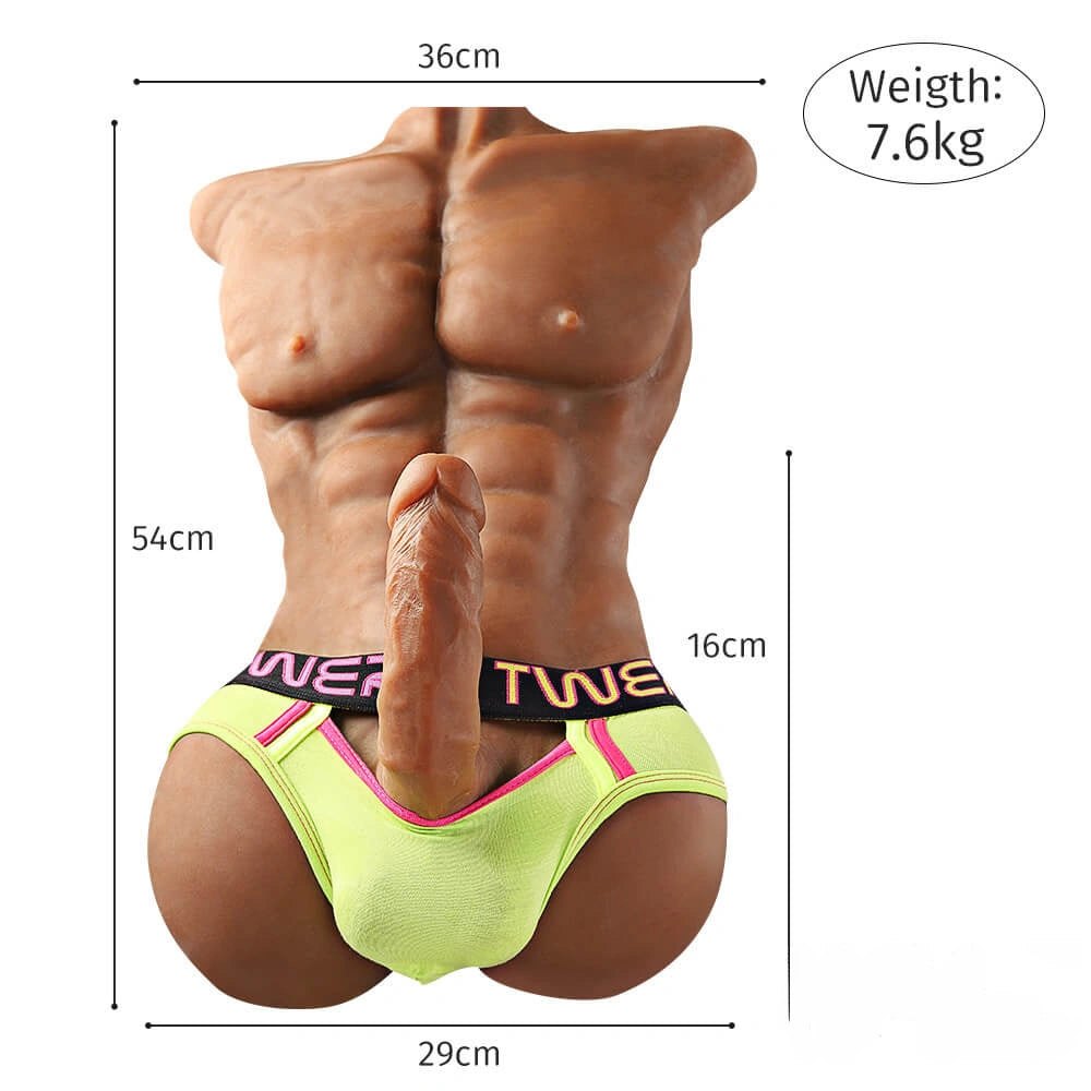 Muscle Torso Sex Doll 8 in - Male Torso With Dildo