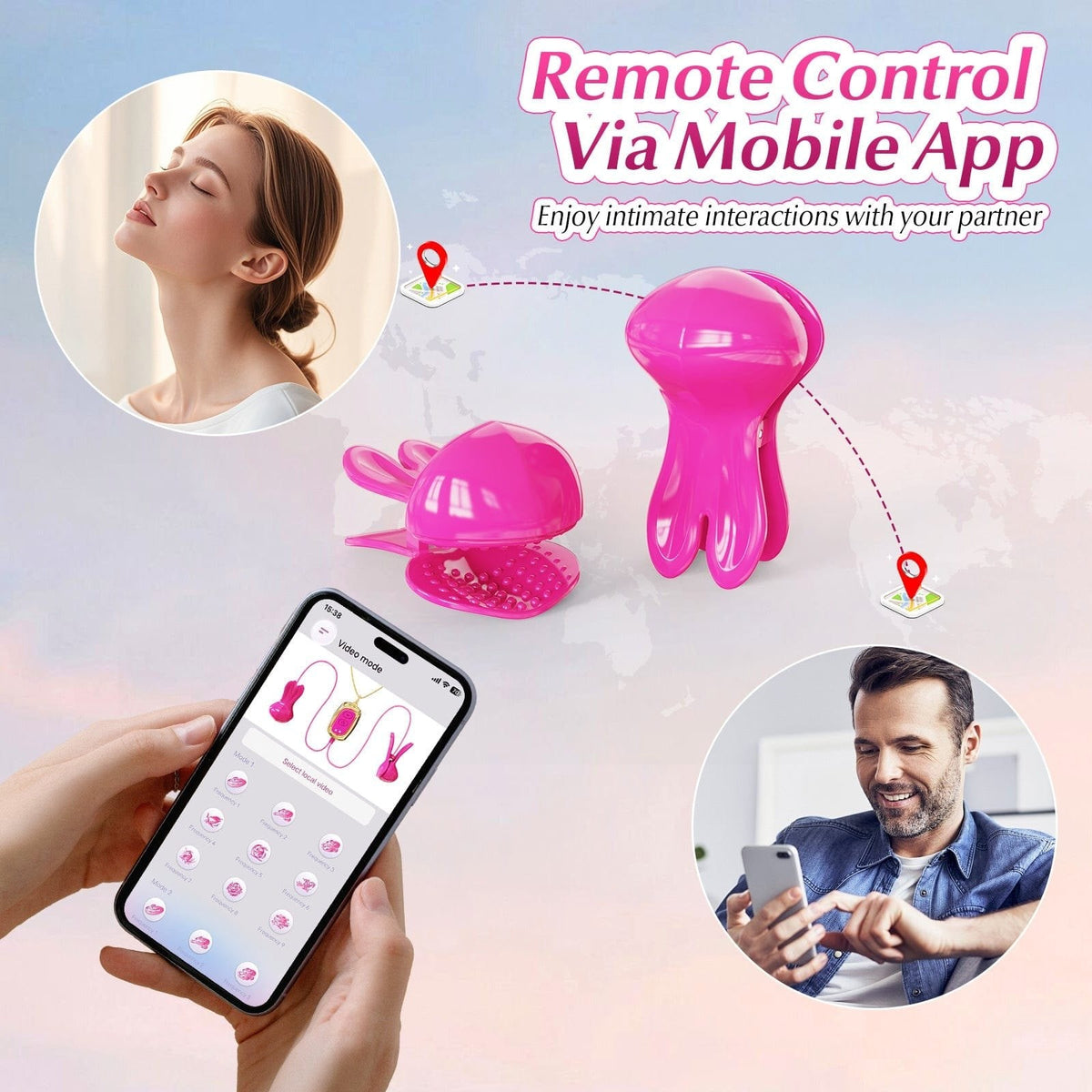 Neck-Hanging Nipple Clamp Vibrator - App-Controlled Nipple Toy